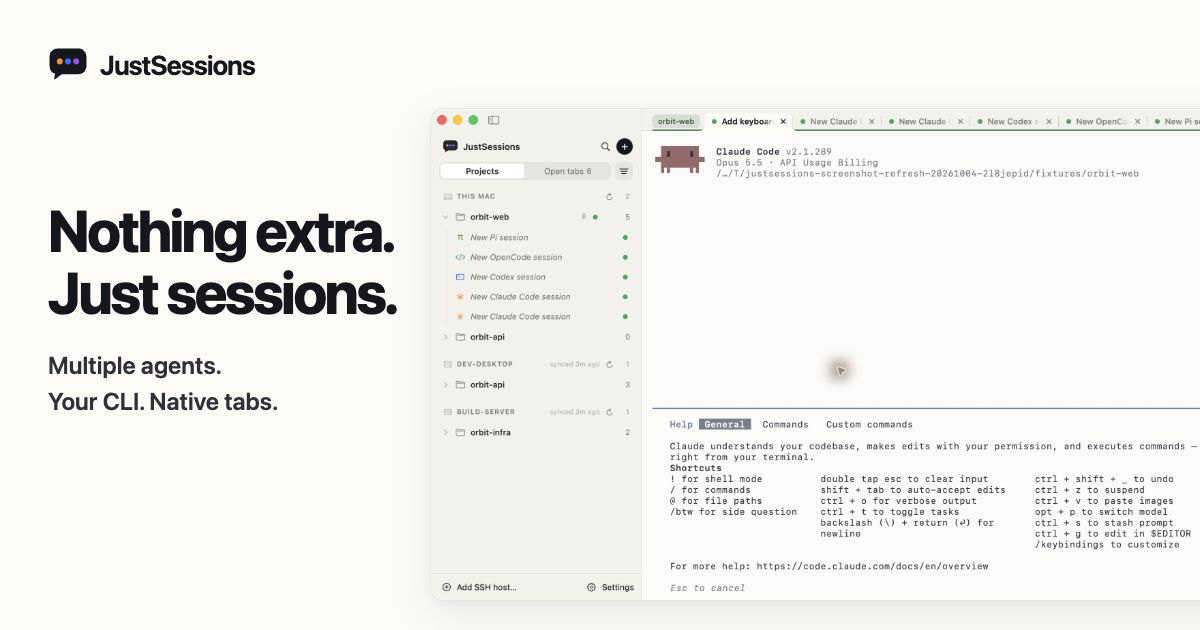 Keep your CLI. Lose the session clutter. I built a lightweight Mac app for Claude Code, Codex and Op